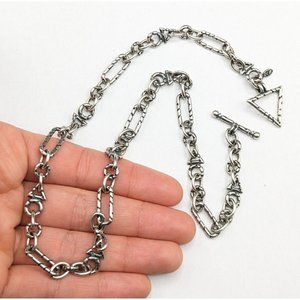 John Atencio Paradox Sterling Silver Geometric Link Toggle Necklace 19"